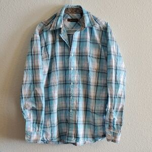 Roper Men's Blue Plaid Long Sleeve Button Shirt size Medium
